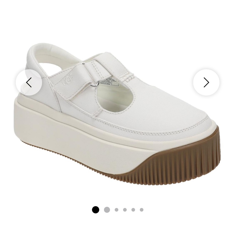 UGG EZ Duzzit White Platform Mary Jane Sneakers